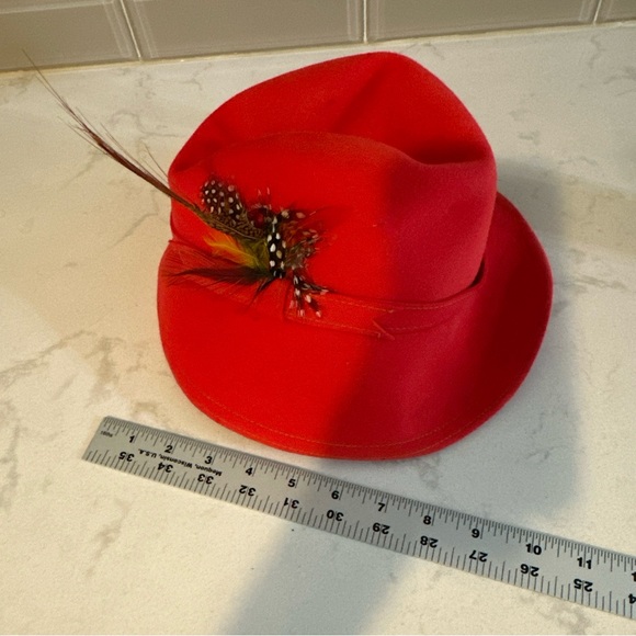 Vintage Adolfo II Geo. W Bollman 100% Wool Doeskin Felt Red Hat - Picture 8 of 8